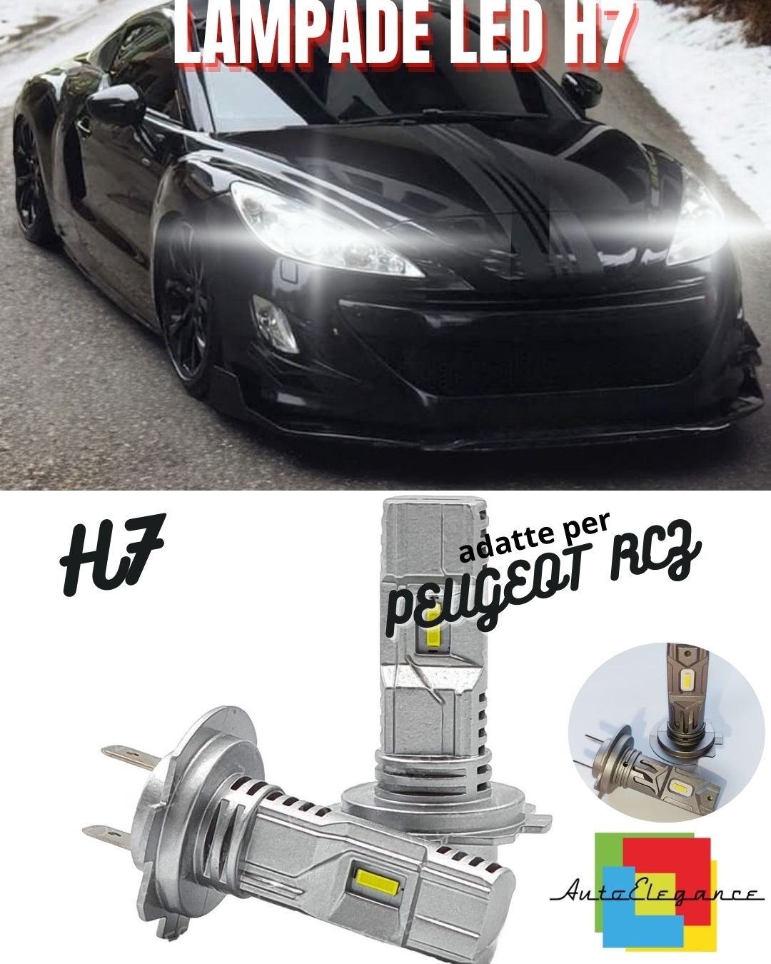 🖤KIT LED H7 PER PEUGEOT RCZ 6000K BIANCO 6000 LUMEN CANBUS ANABBAGLIANTI🖤