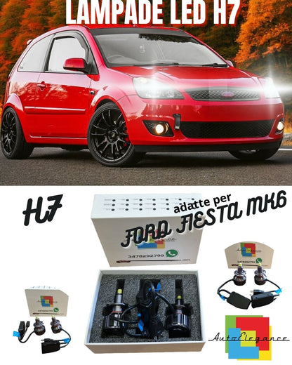 KIT LED H7 FORD FIESTA6 PRE-RESTYLING CANBUS LED PER FARI LENTICOLARI 9600LM