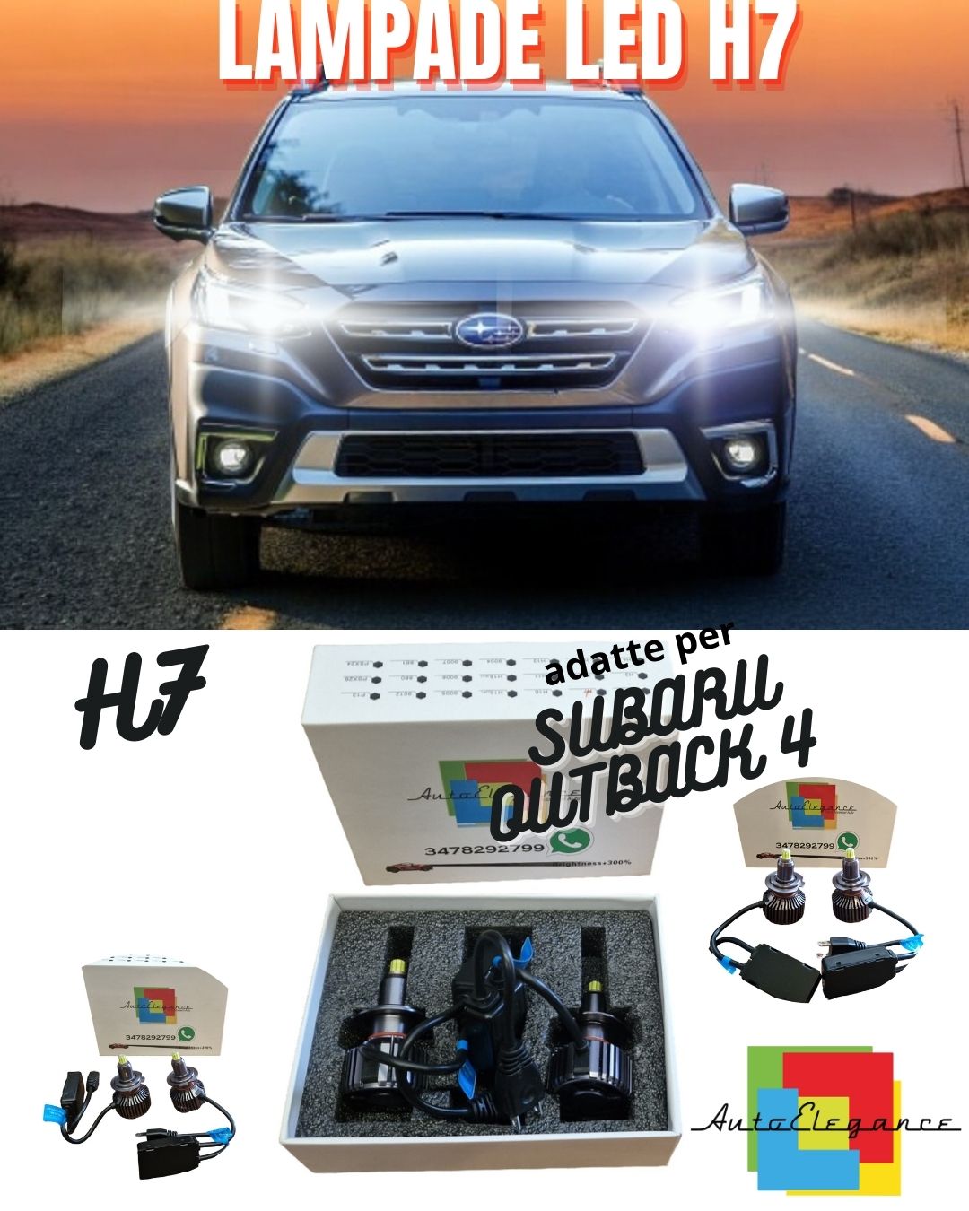 KIT FULL LED PER SUBARU OUTBACK 4 LAMPADE LED H7 BIANCO NO ERROR 9600 LUMEN