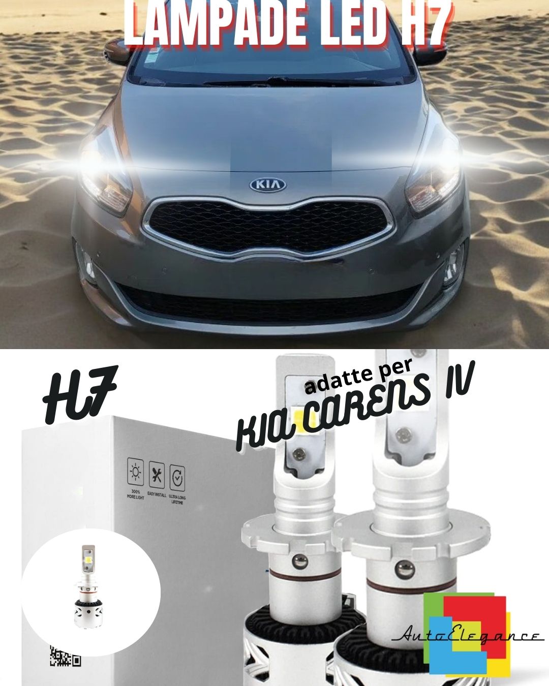 🌊KIT LED H7 KIA CARENS IV 6500K CANBUS 12000 LUMEN MONOLED LENTICOLARE🌊