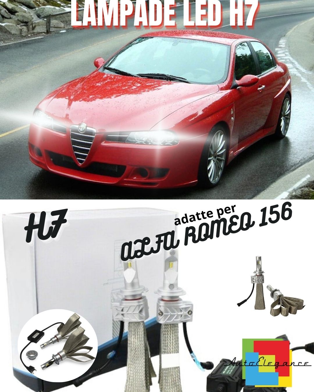 🌧️KIT LED H7 6500K FULL CANBUS 8000 LUMEN LED LAMPADE PER ALFA ROMEO 156🌧️