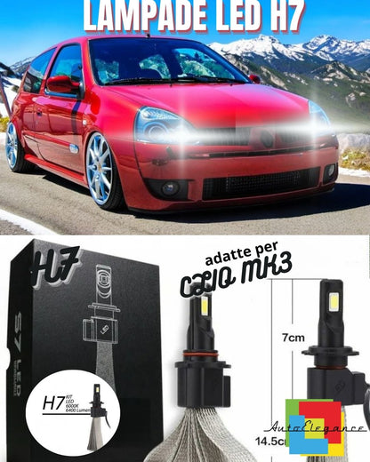 ⚡ABBAGLIANTE LED RENAULT CLIO MK3 FARO LENTICOLARE H7 6000K CANBUS 6400 LUMEN⚡
