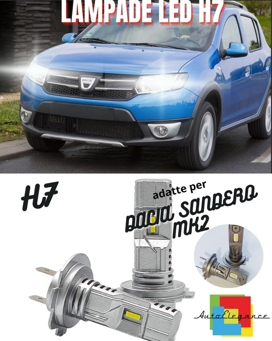 KIT LED H7 DACIA SANDERO MK2 II 6000K BIANCO 6000 LUMEN CANBUS ANABBAGLIANTI