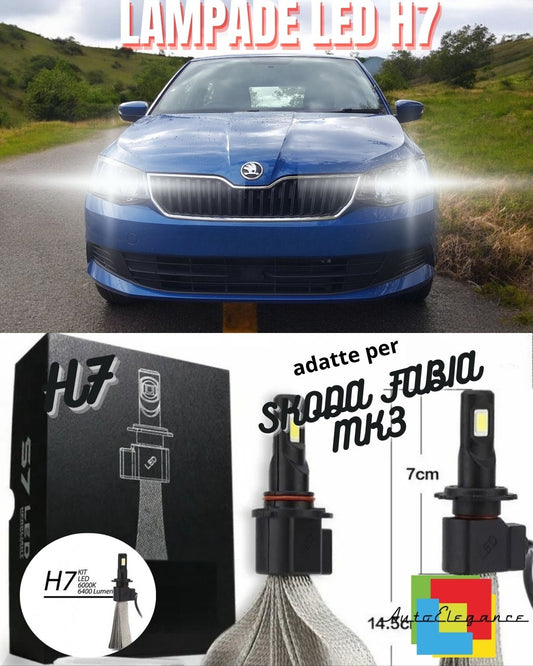 ⭐KIT LED H7 SKODA FABIA MK3 RESTYLING 6000K XENON 6400 LUMEN ANABBAGLIANTI⭐