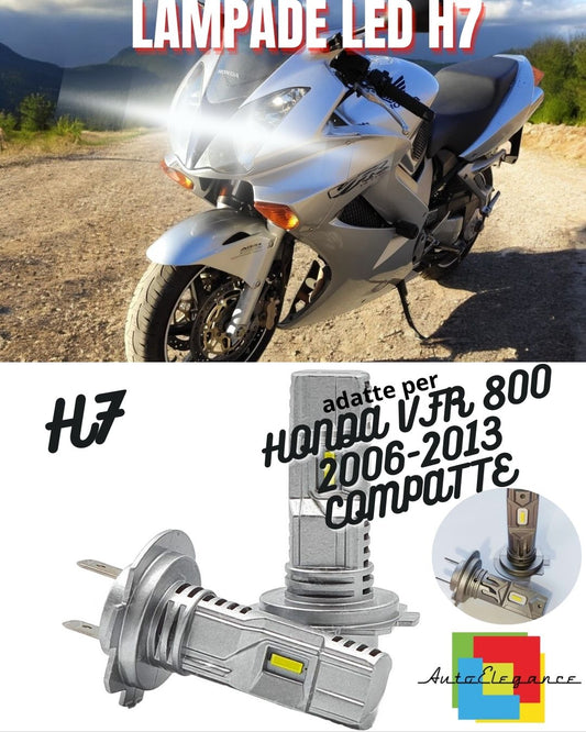 😍KIT LED H7 6000K BIANCO 6000 LUMEN HONDA VFR 800 COMPATTE 2 Pezzi😍