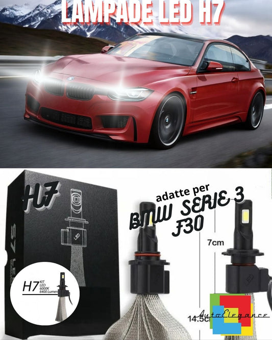 😍KIT LAMPADE ABBAGLIANTI LED BMW SERIE 3 F30 LED H7 6000K 6400 LUMEN😍