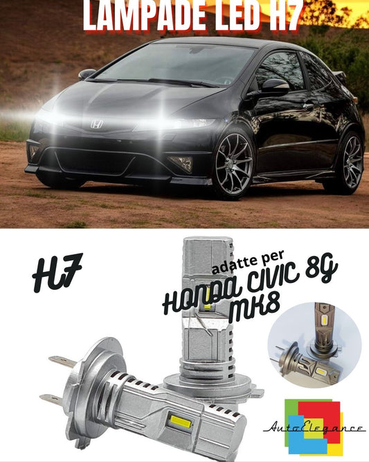 🖤KIT LED H7 PER HONDA CIVIC 8G MK8 VIII 6000K 6000 LUMEN CANBUS ANABBAGLIANTI🖤