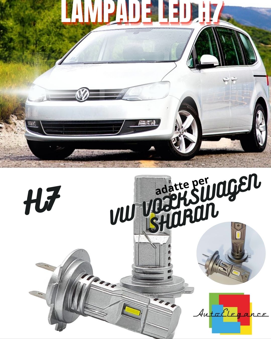 KIT LED H7 PER VW VOLKSWAGEN SHARAN 7M 6000K BIANCO CANBUS ANABBAGLIANTI