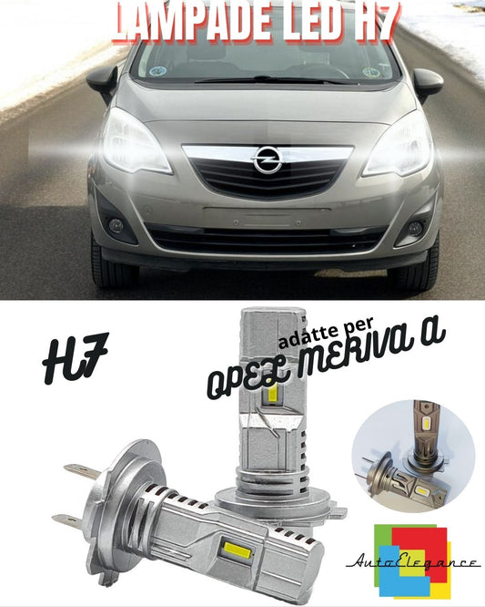 🤩KIT LED H7 OPEL MERIVA A 6000K BIANCO 6000 LUMEN CANBUS ANABBAGLIANTI🤩