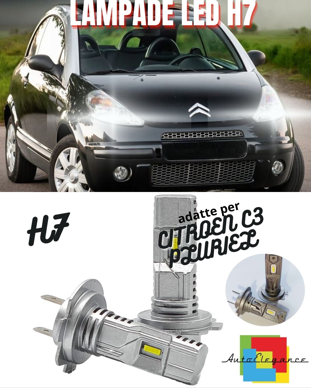 🖤CITROEN C3 PLURIEL LED H7 KIT 6000K WHITE 6000 LUMEN CANBUS LOW BEAM🖤