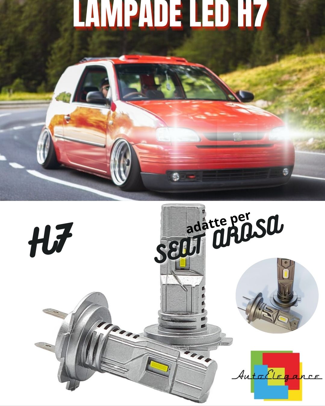 🤩H7 LED KIT FOR SEAT AROSA 6000K WHITE 6000 LUMEN CANBUS LOW BEAM🤩