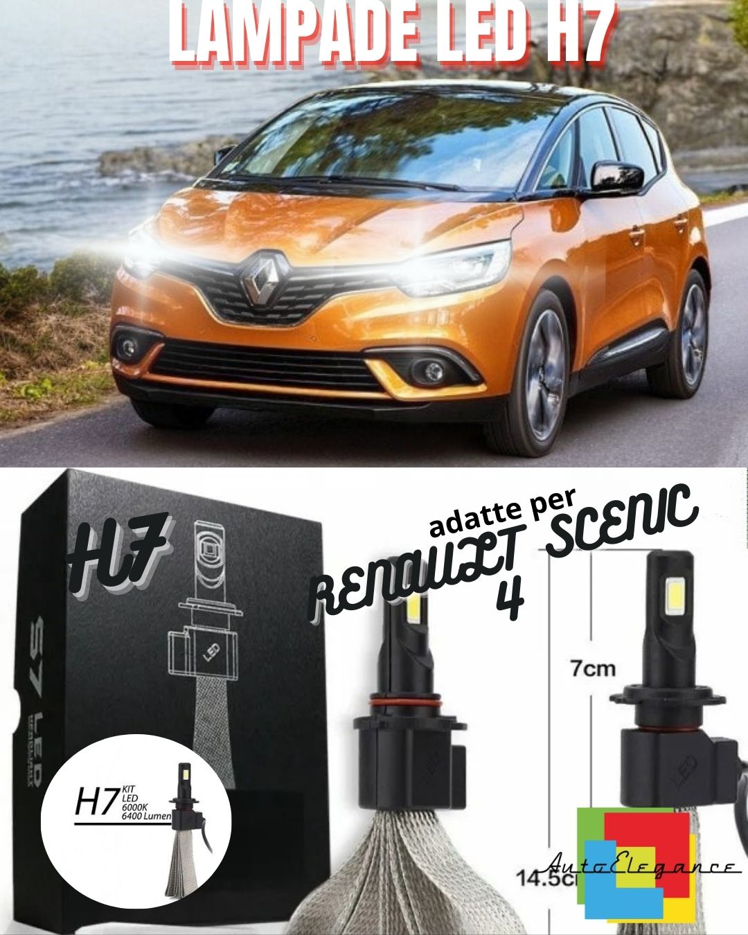 🧡LED HIGH BEAM RENAULT SCENIC 4 IV LED LAMPS H7 6000K 6400 LUMEN🧡