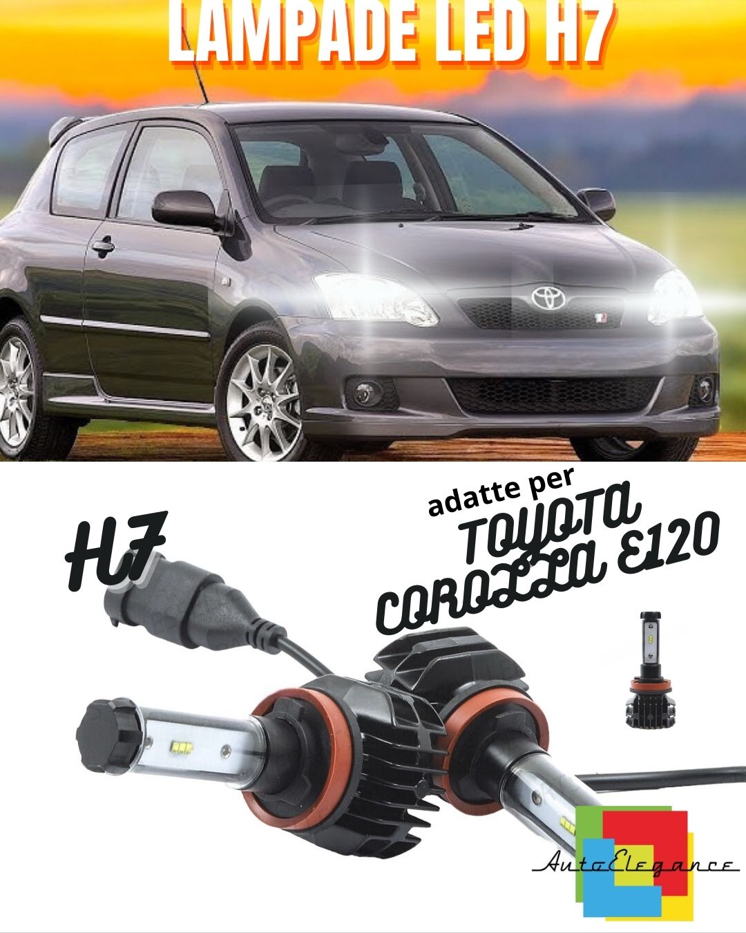 LED KIT H7 6000K CANBUS XENON 9800 LM LUMEN TOYOTA COROLLA E120 NO ERROR