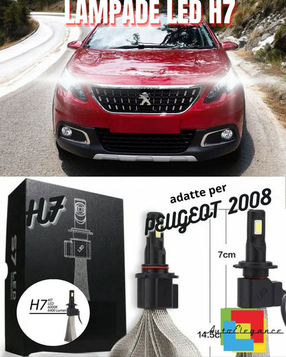❤️KIT ANABBAGLIANTI A LED PEUGEOT 2008 LED H7 6000K 6400 LUMEN BIANCO NO ERROR❤️