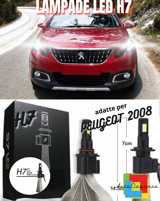 ❤️KIT ANABBAGLIANTI A LED PEUGEOT 2008 LED H7 6000K 6400 LUMEN BIANCO NO ERROR❤️