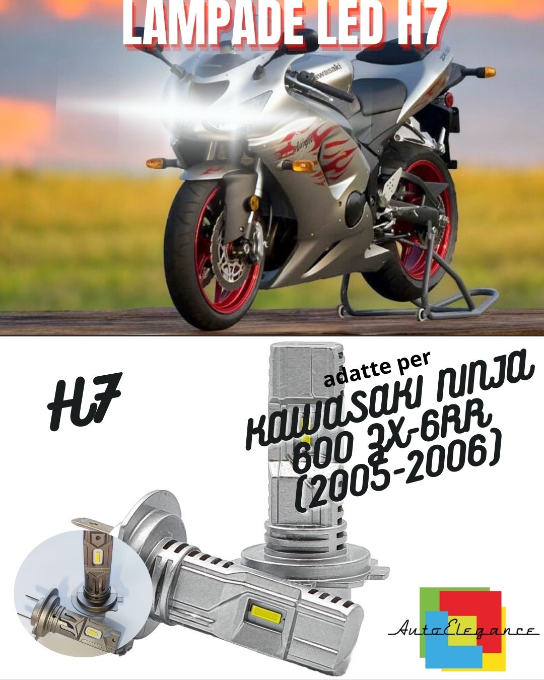 🔥LAMPADA LED H7 CANBUS PER ANABBAGLIANTI KAWASAKI NINJA 600 ZX-6RR 2 Pezzi🔥