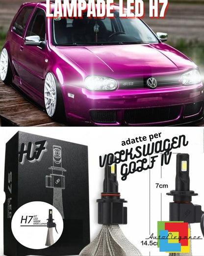 💜KIT FULL LED VOLKSWAGEN GOLF IV 4 LAMPADE LED H7 6000K BIANCO GHIACCIO💜