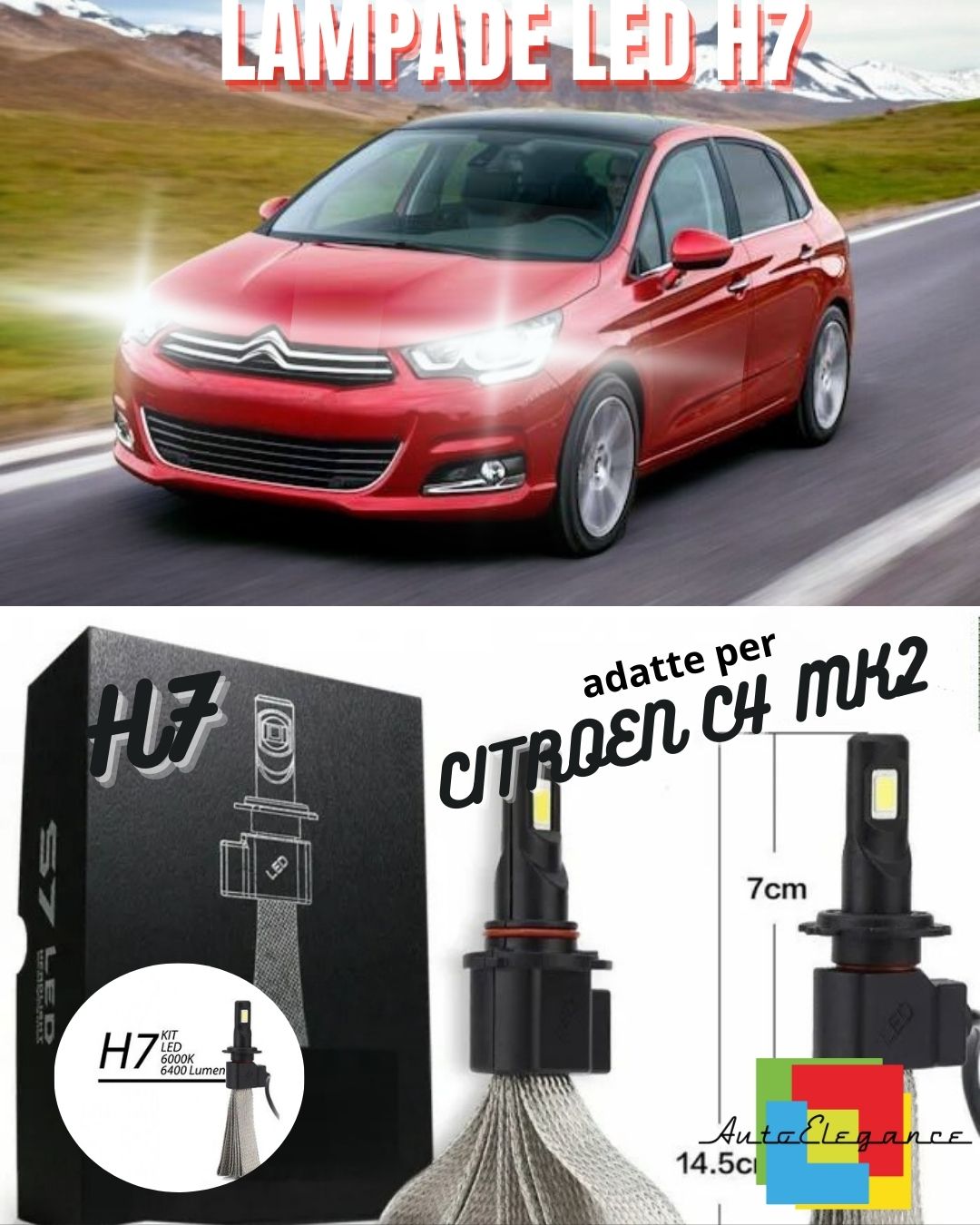 ❤️CITROEN C4 MK2 H7 Restyling 6000K XENON WHITE LED LOW BEAM BULB KIT❤️