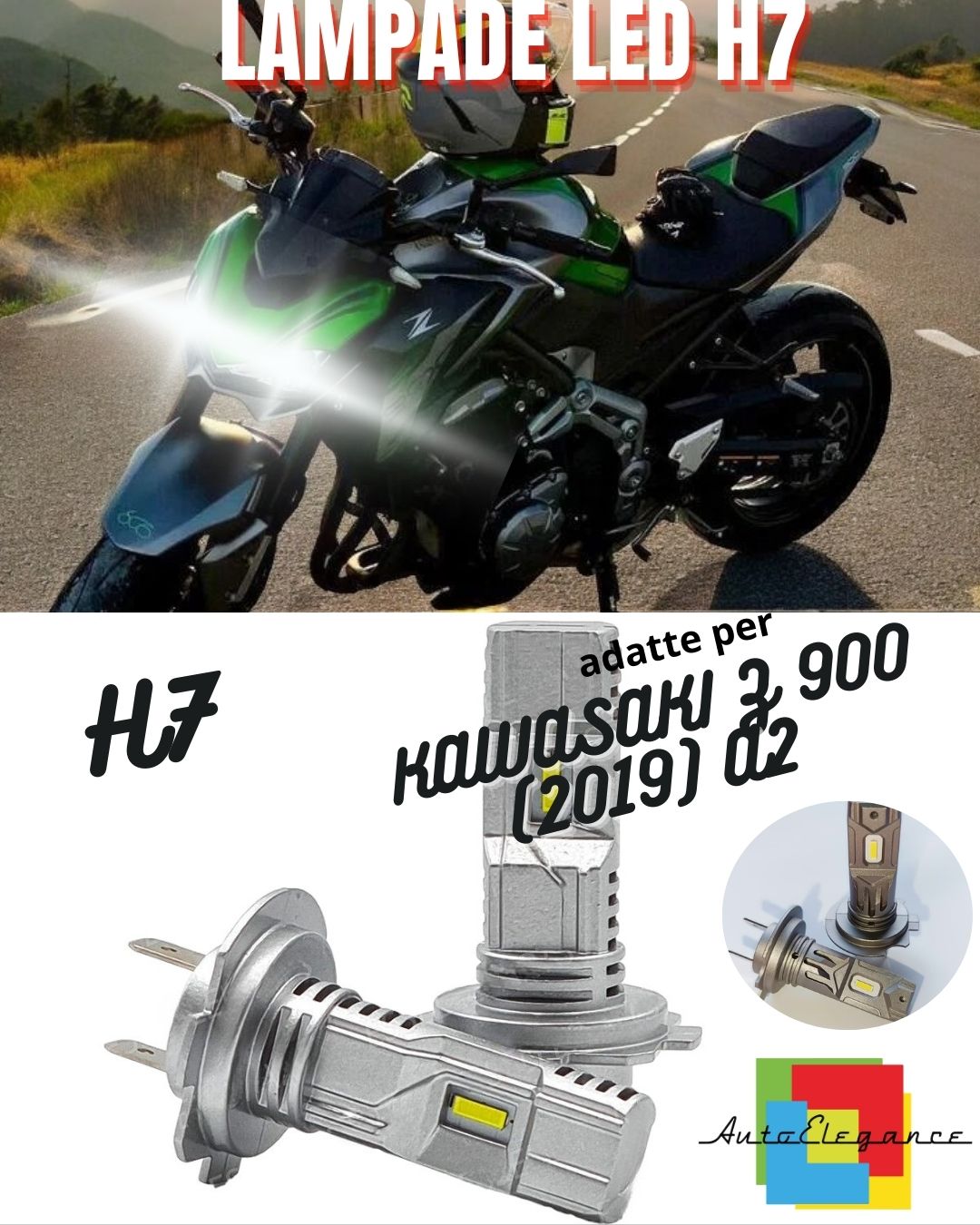 ✨H7 6000K CANBUS 3000 LM LED LAMP FOR HIGH BEAM KAWASAKI Z 900 A2 2 Pieces✨