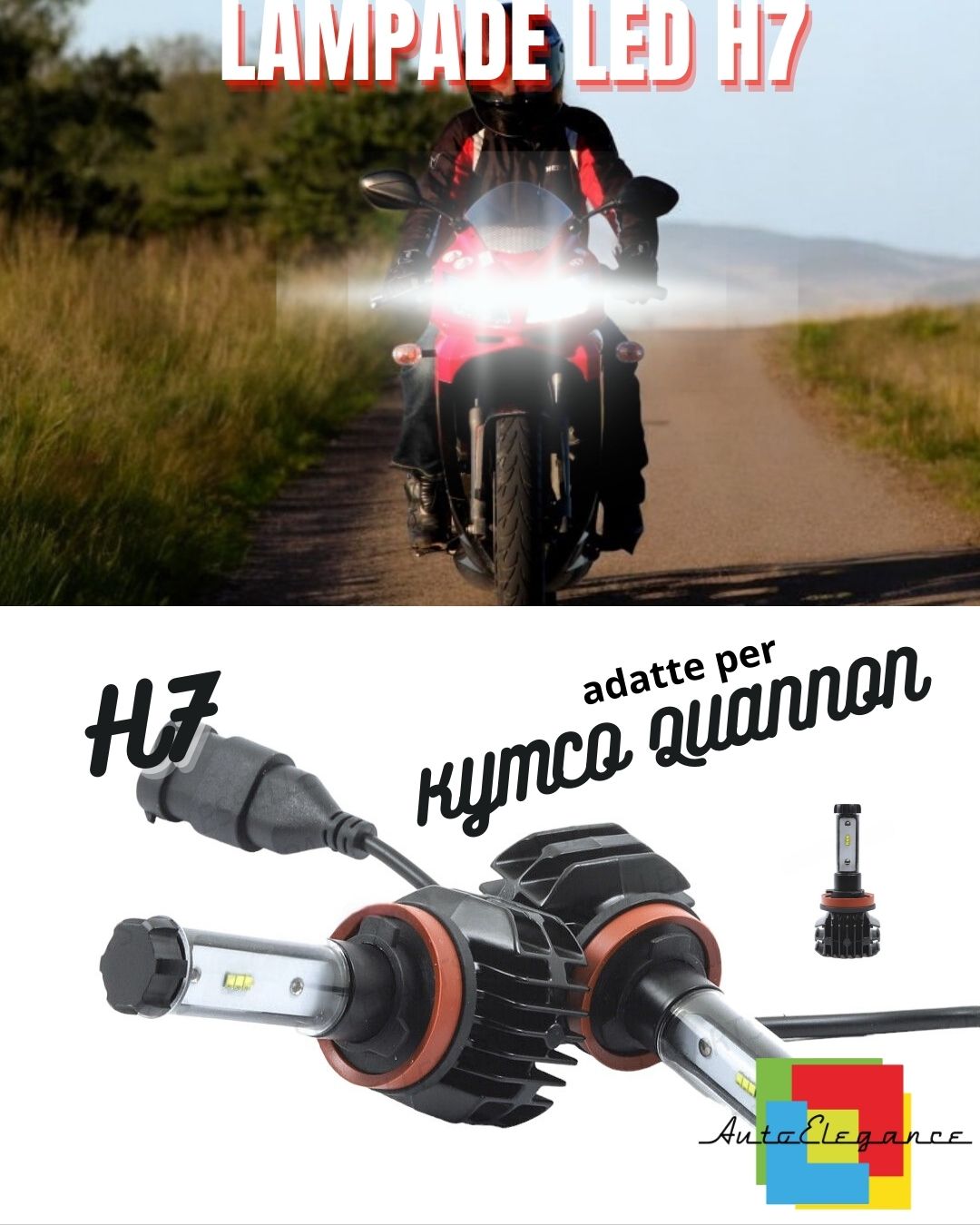 ✨KIT LED H7 6000K CANBUS XENON 9800 LUMEN KYMCO QUANNON✨