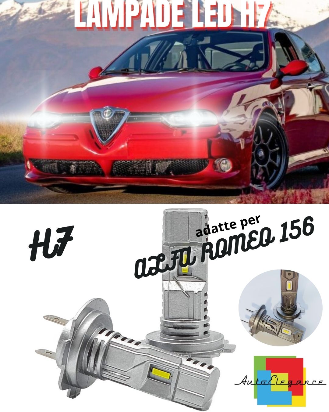 😍KIT LED H7 ALFA ROMEO 156 6000K BIANCO 6000 LUMEN ANABBAGLIANTI CANBUS😍