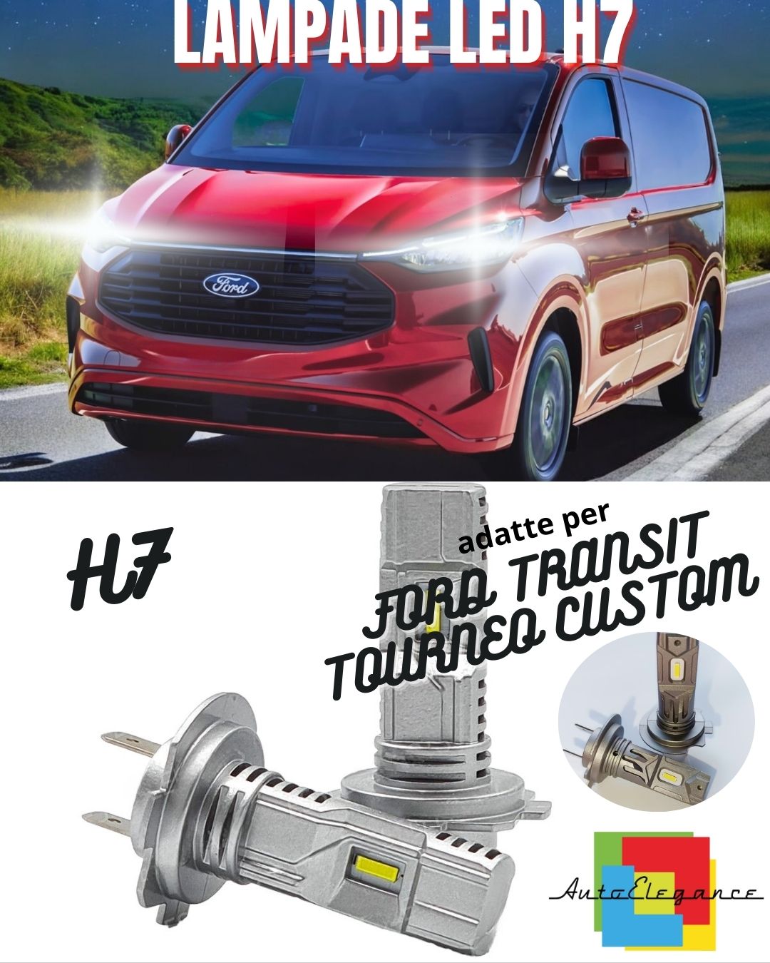 🔥KIT LED H7 PER FORD TRANSIT TOURNEO CUSTOM 6000K LUMEN CANBUS ANABBAGLIANTI🔥