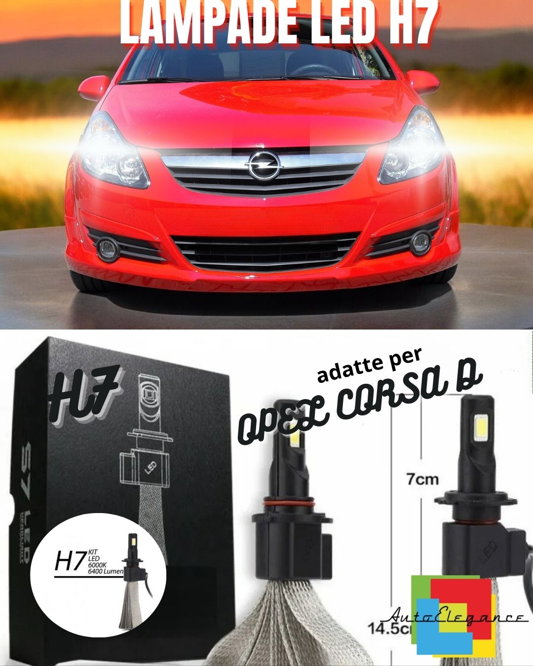 ❤️OPEL CORSA D LED LOW BEAM LAMP KIT LED LAMPS H7 6000K NO ERROR❤️