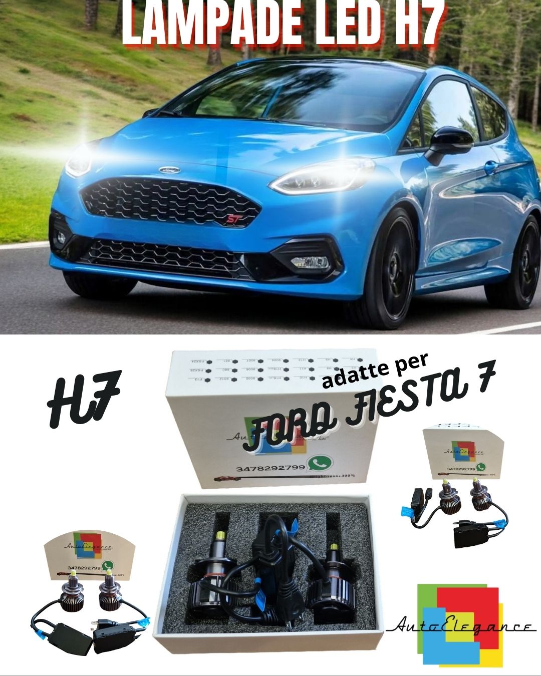 FULL LED KIT H7 CANBUS FORD FIESTA 7 6000K WHITE 9600 LUMEN NO ERROR 
