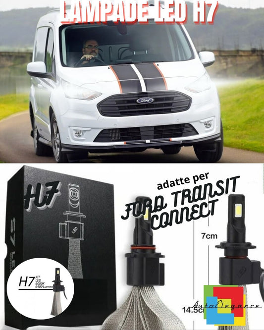🔥KIT LED H7 FORD TRANSIT CONNECT 6000K XENON 6400 LUMEN ANABBAGLIANTI🔥