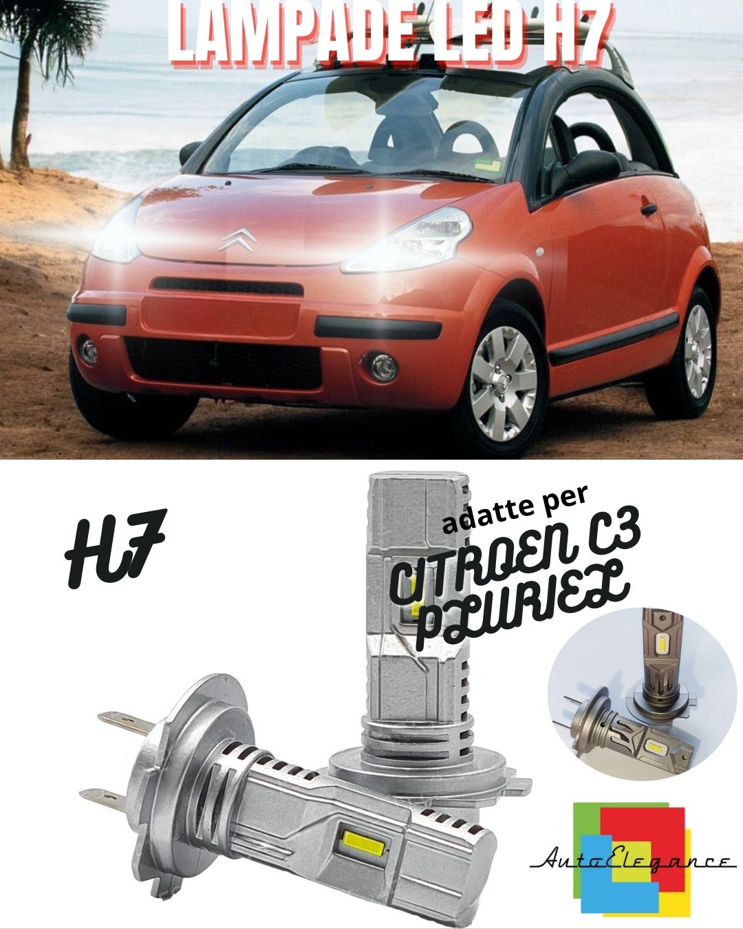 ✨KIT LED H7 CITROEN C3 PLURIEL 6000K BIANCO 6000 LUMEN CANBUS ANABBAGLIANTI✨