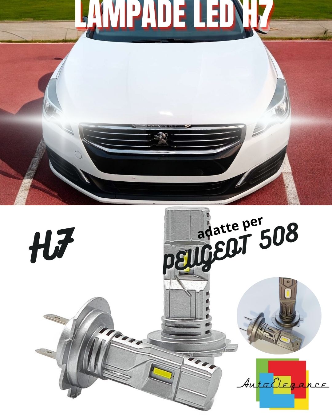 🤩KIT LED H7 PER PEUGEOT 508 6000K BIANCO 6000 LUMEN CANBUS ABBAGLIANTI🤩