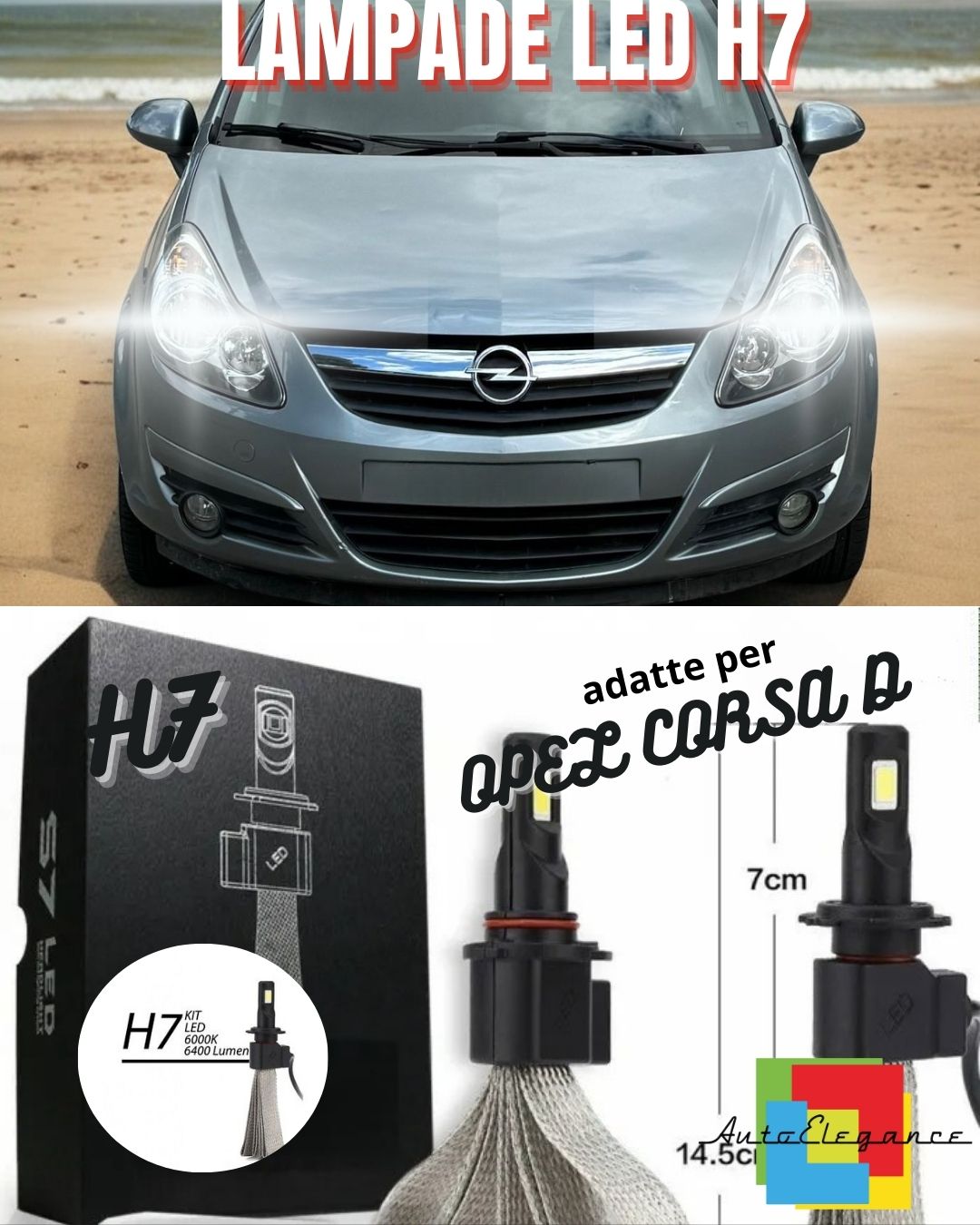 🌊OPEL CORSA D LED LOW BEAM LAMP KIT LED LAMPS H7 6000K NO ERROR🌊 