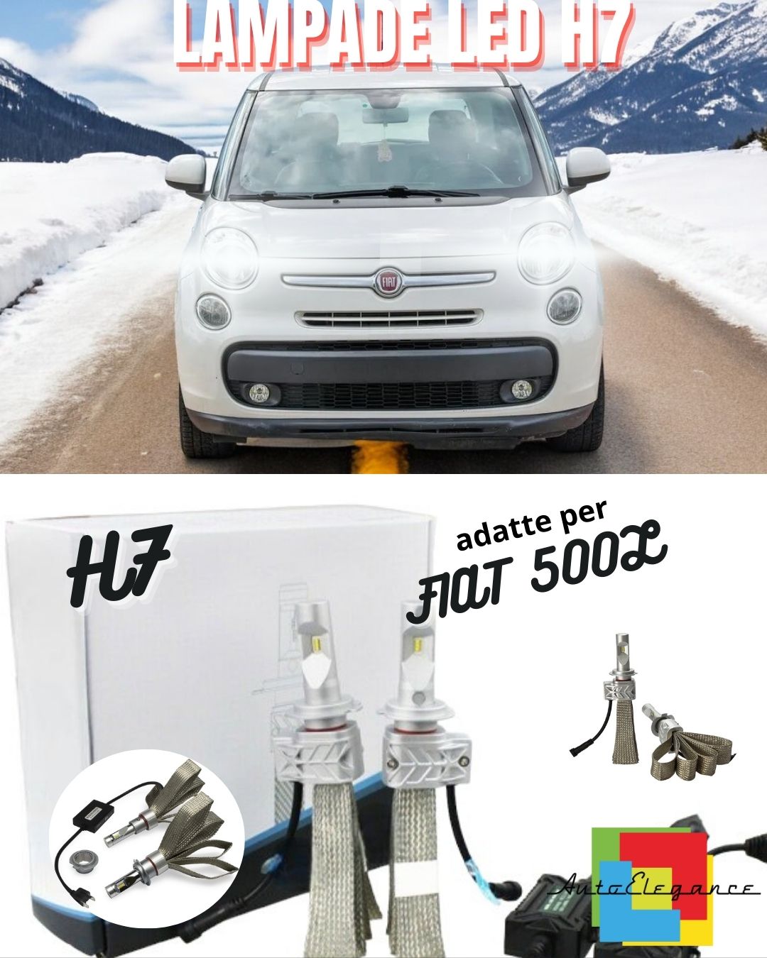 ❄️KIT LED H7 6500K FULL CANBUS 8000 LUMEN LED LAMPADE PER FIAT 500L❄️
