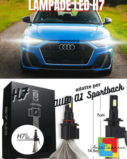 KIT LAMPADE ANABBAGLIANTI LED AUDI A1 PRE RESTYLING H7 6000K 6400 LUMEN