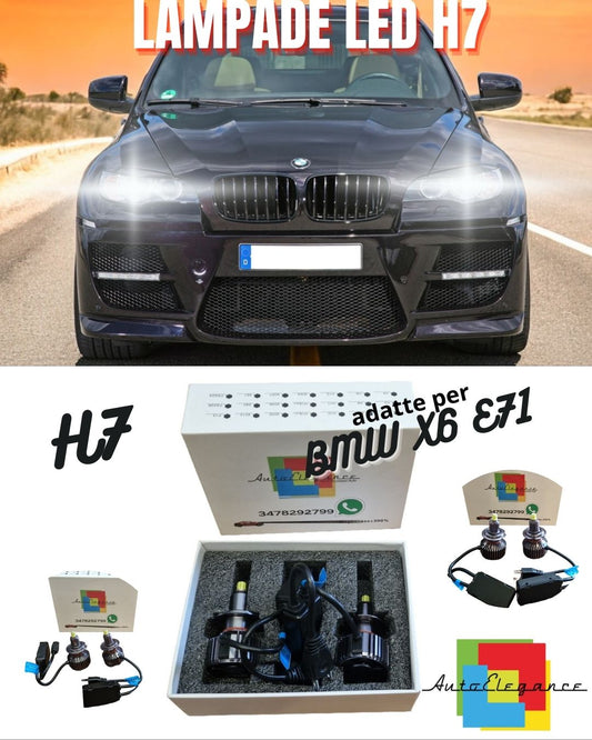 🖤KIT FULL LED H7 CANBUS LED 9600 LUMEN BMW X6 E71 6000K BIANCO ANABBAGLIANTI🖤