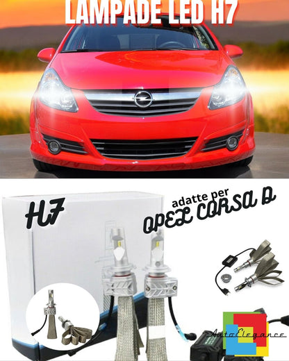 ❤️KIT LED H7 6500K FULL CANBUS 8000 LUMEN LED LAMPADE PER OPEL CORSA D❤️