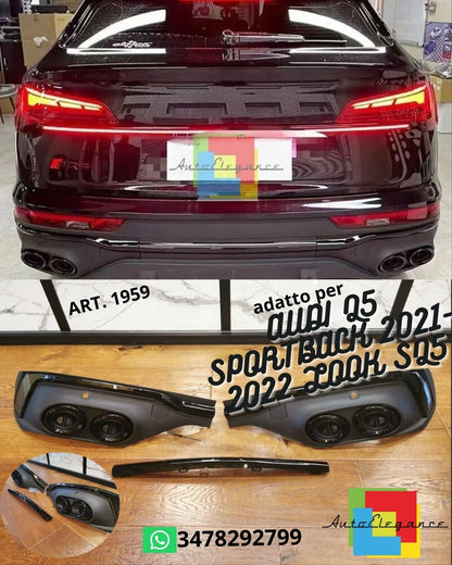 💎DIFFUSORE ADATTO PER AUDI Q5 SPORTBACK 2021-2022 LOOK SQ5 NERO LUCIDO💎