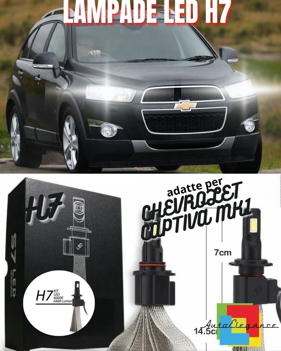 🔥KIT LAMPADE ANABBAGLIANTI CHEVROLET CAPTIVA MK1 LED H7 6000K BIANCO NO ERROR🔥