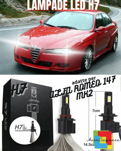 🤩KIT FULL LED ALFA ROMEO 147 MK2 LAMPADE LED H7 6000K BIANCO NO ERROR 6400lm🤩