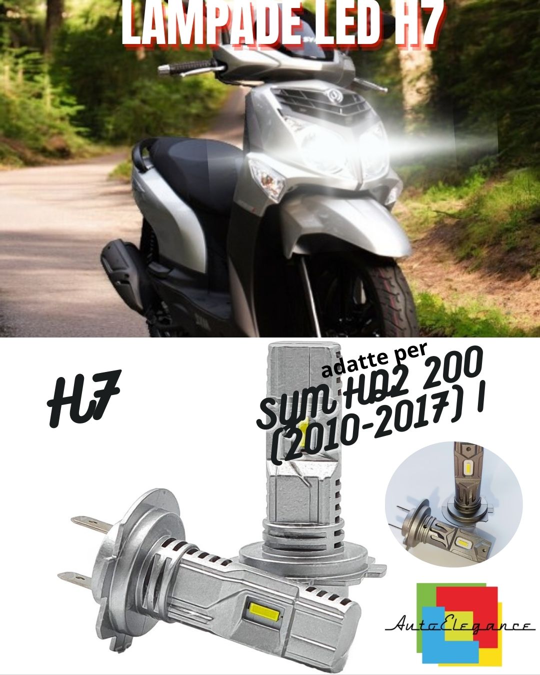 ⭐LAMPADA LED H7 6000K CANBUS 3000 LM PER ANABBAGLIANTI SYM HD2 200 2 Pezzi⭐