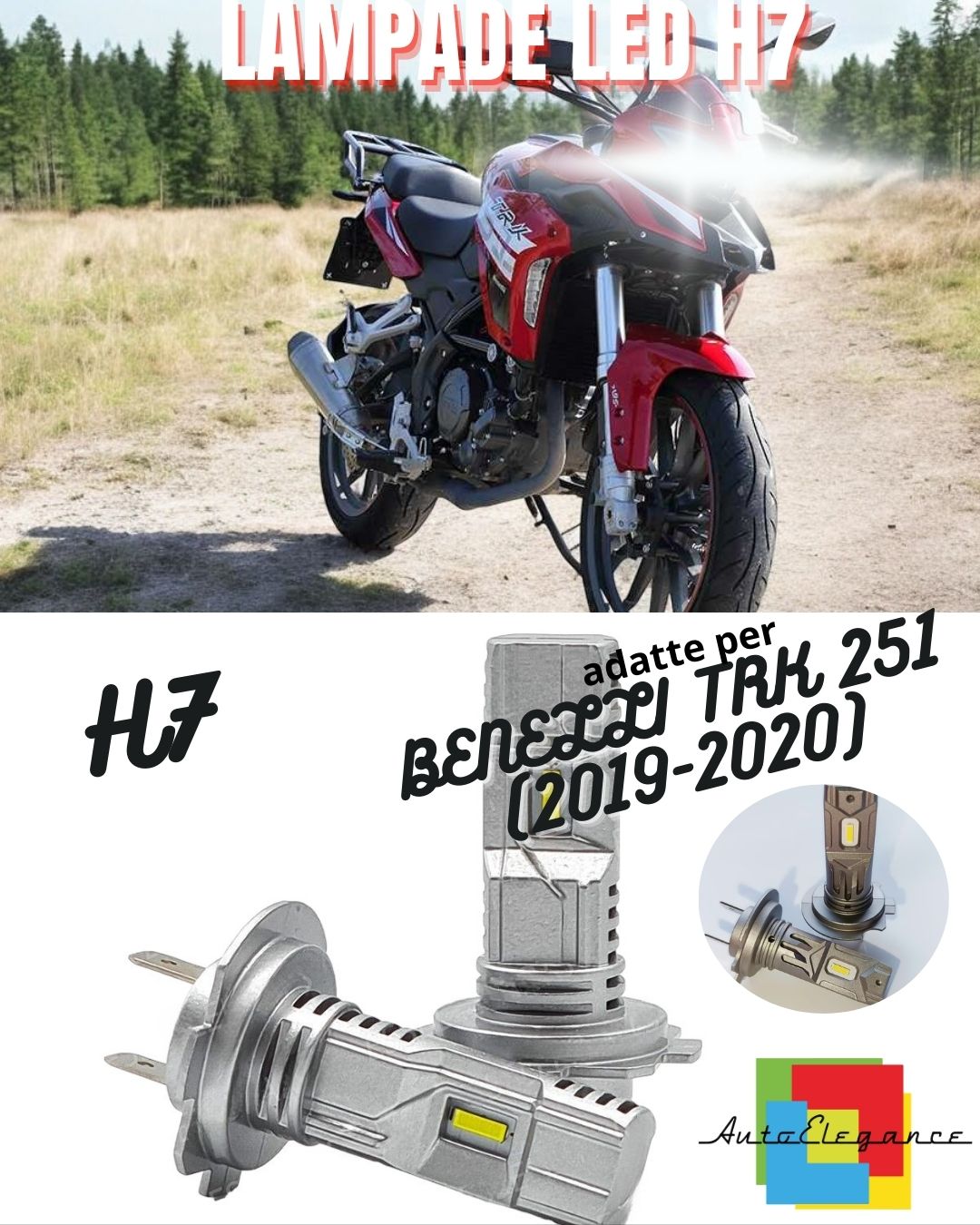 🚀LAMPADA LED H7 6000K CANBUS PER ANABBAGLIANTI BENELLI TRK 251 2 Pezzi🚀