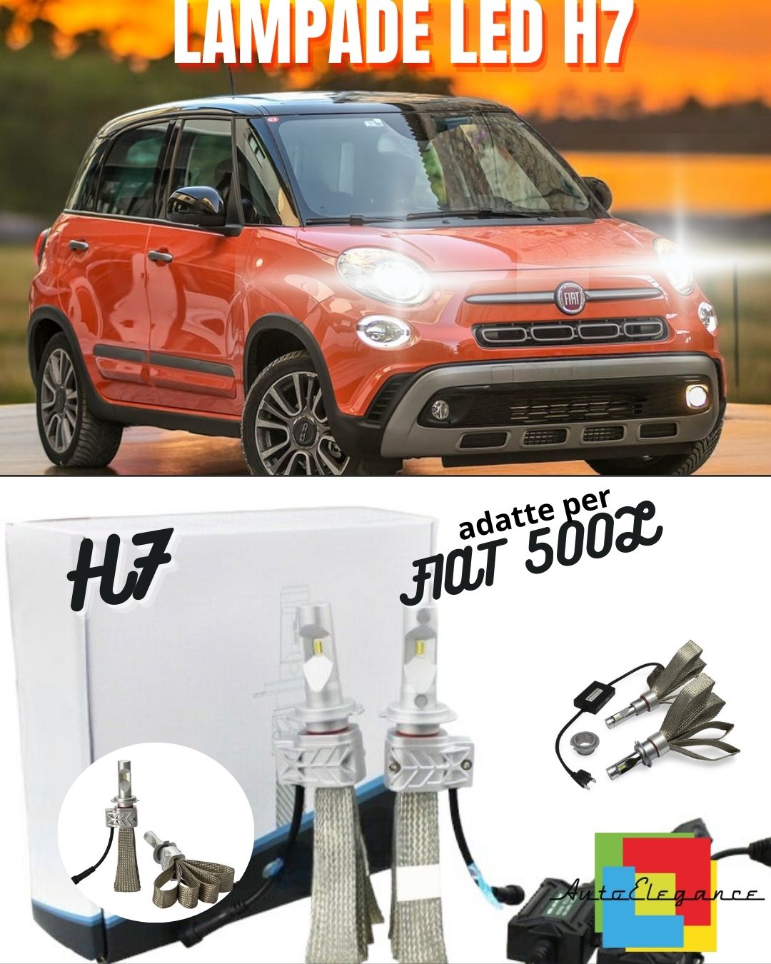 🧡KIT LED H7 6500K FULL CANBUS 8000 LUMEN LED LAMPS FOR FIAT 500L 500 L🧡