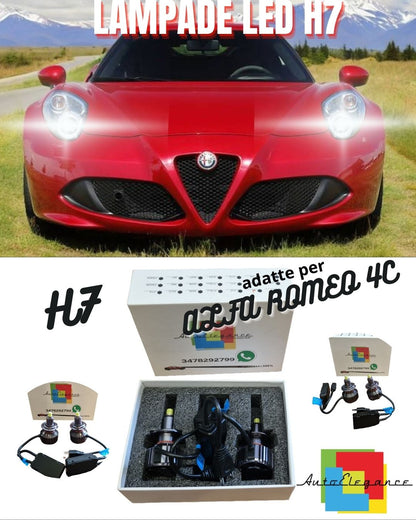 🤩KIT FULL LED H7 CANBUS ALFA ROMEO 4C 6000K BIANCO 9600 LUMEN 80W NO ERROR🤩