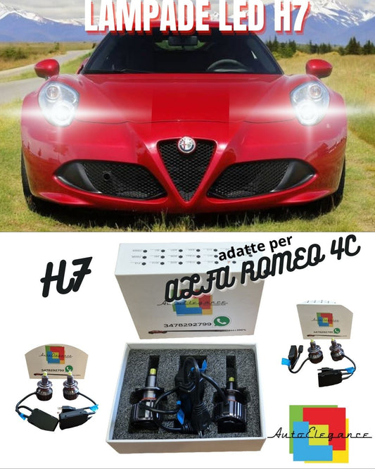 🤩KIT FULL LED H7 CANBUS ALFA ROMEO 4C 6000K WHITE 9600 LUMEN 80W NO ERROR🤩
