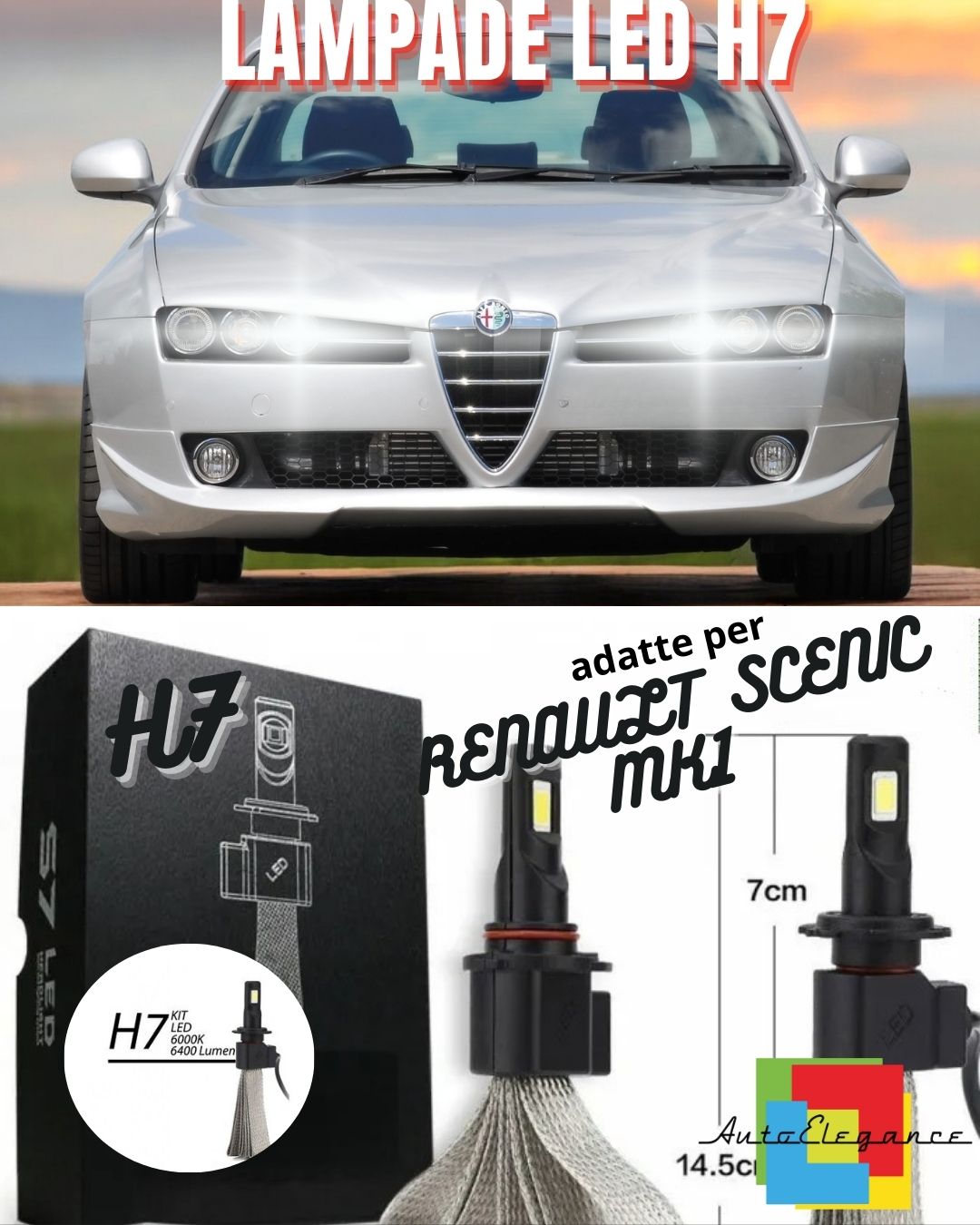✨ALFA ROMEO BRERA LED H7 6000K 6400 LUMEN QUICK START LED BEAM✨