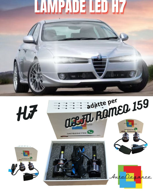 KIT FULL LED ALFA ROMEO 159 LAMPADE LED H7 6000K BIANCO GHIACCIO NO ERROR