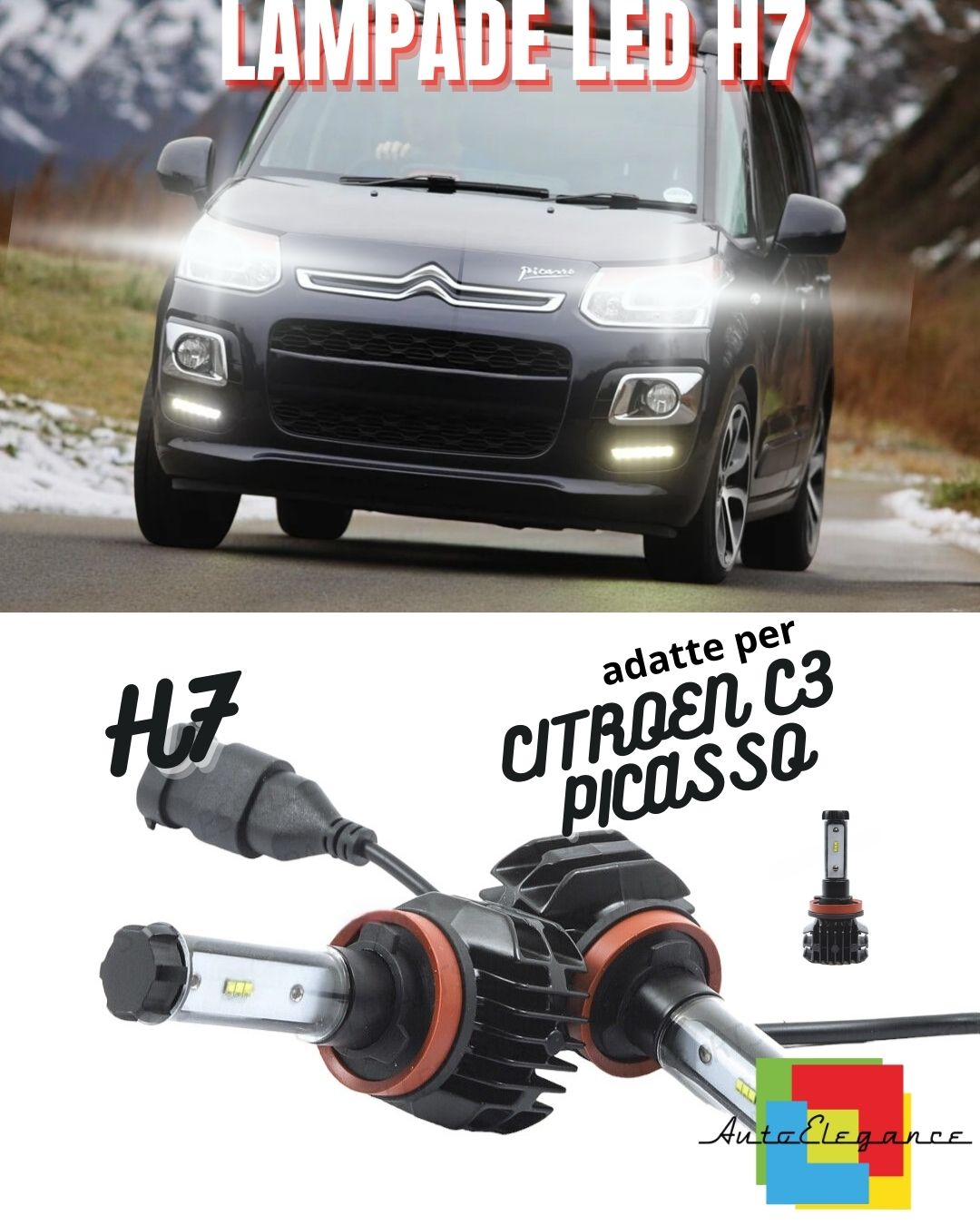 😍KIT LED H7 6500K FULL CANBUS 8000 LUMEN LED LAMPS FOR CITROEN C3 PICASSO😍 