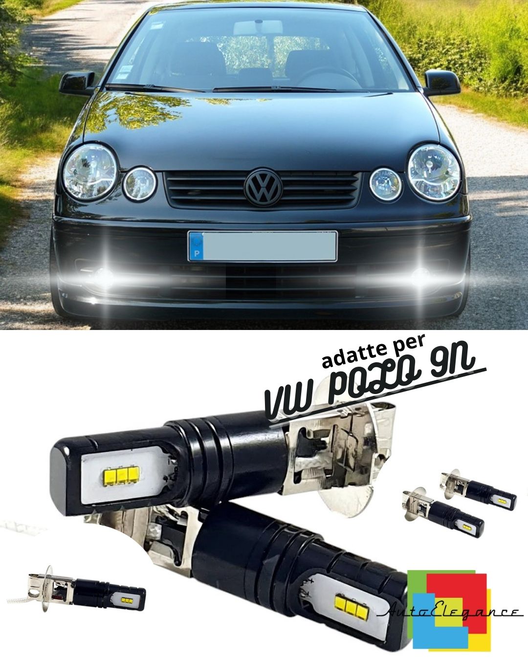 🖤LED FOG LIGHT KIT VW ​​POLO 9N UP TO 2005 LED LAMPS H3 WHITE 7000 LUMEN🖤 