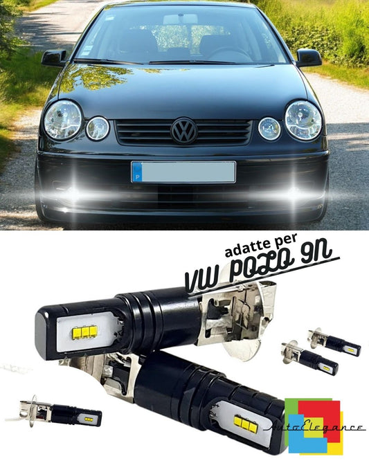 🖤LED FOG LIGHT KIT VW ​​POLO 9N UP TO 2005 LED LAMPS H3 WHITE 7000 LUMEN🖤 