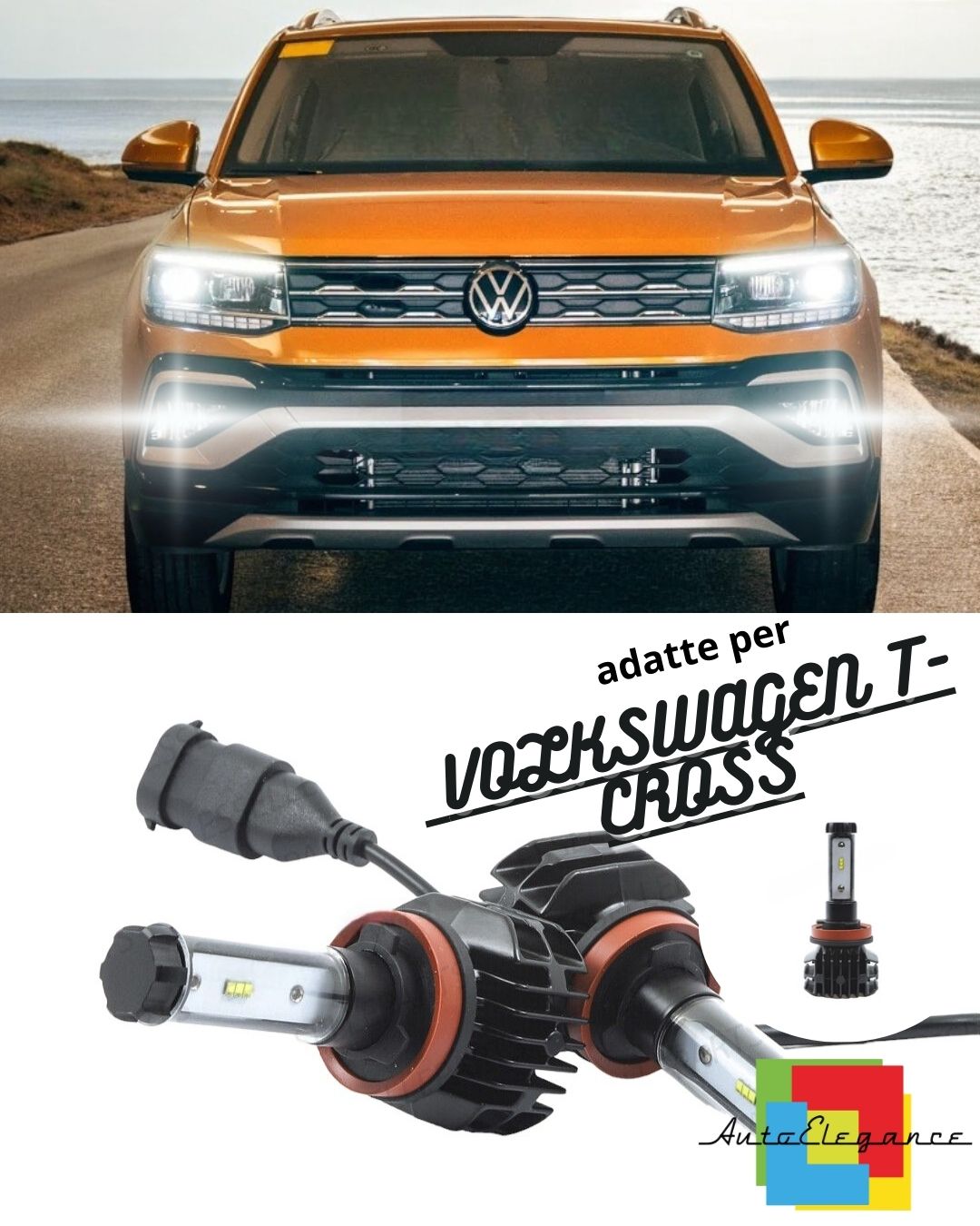 🧡KIT LED H8 6000K CANBUS XENON 9800 LM LUMEN FENDINEBBIA VOLKSWAGEN T-CROSS🧡